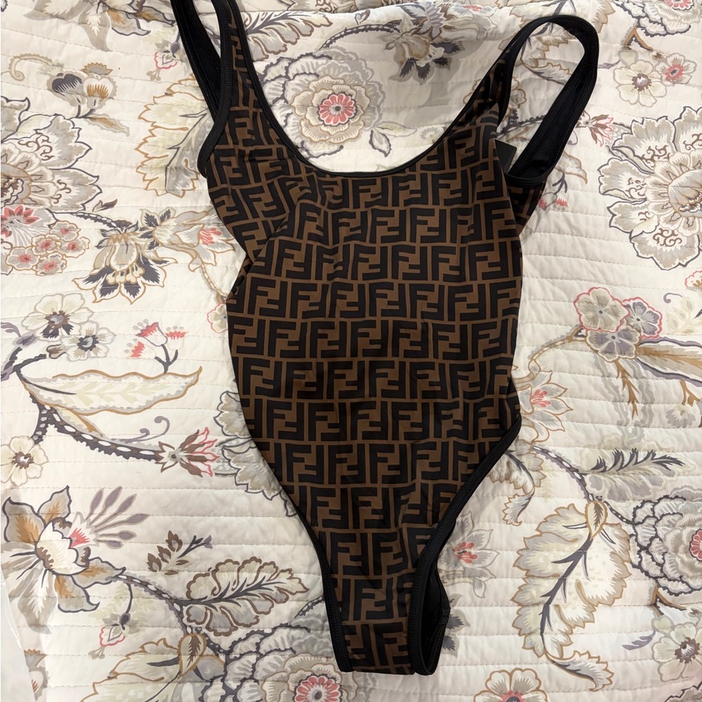 Brand new size 42 Fendi brown lycra reversible swimsuit. Never worn.